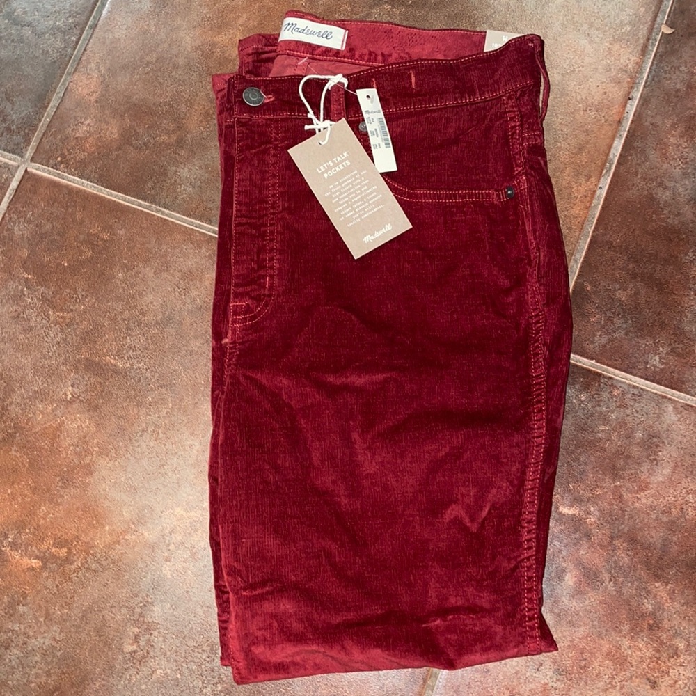 Madewell high rise skinny burgundy velvet jeans